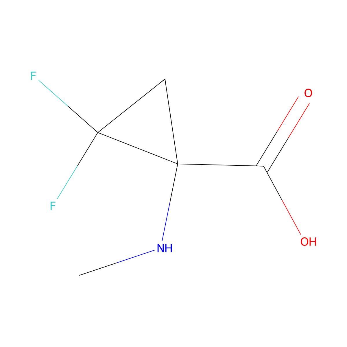 2,2-Difluoro-1-(methylamino)cyclopropane-1-carboxylic acid molecular structure, CAS 2913404-07-4