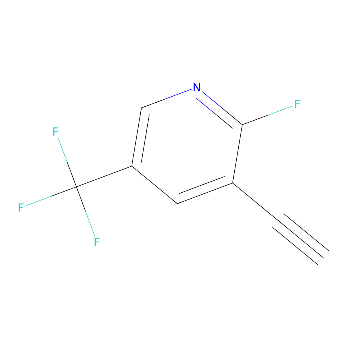 3-Ethynyl-2-fluoro-5-(trifluoromethyl)pyridine molecular structure, CAS 2913404-16-5