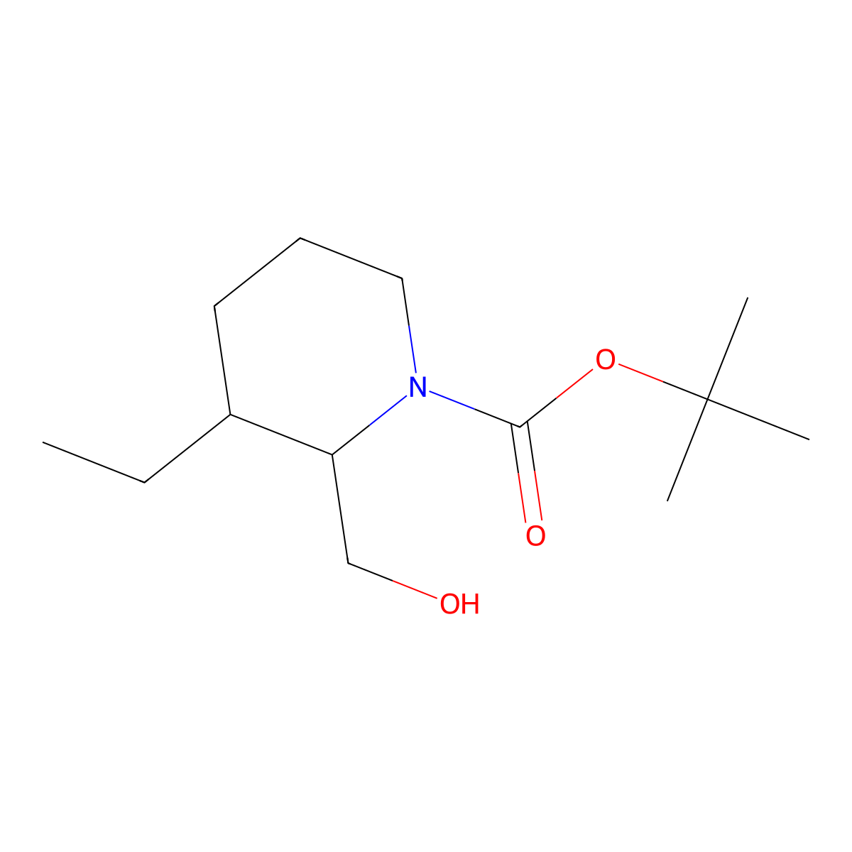 Tert-butyl 3-ethyl-2-(hydroxymethyl)piperidine-1-carboxylate molecular structure, CAS 2913404-32-5