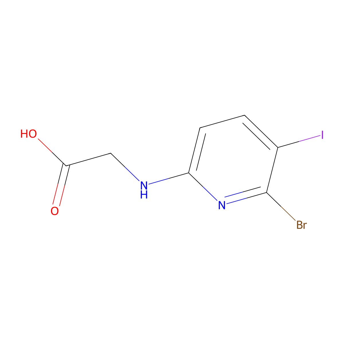 2-[(6-Bromo-5-iodopyridin-2-yl)amino]acetic acid molecular structure, CAS 2913404-34-7