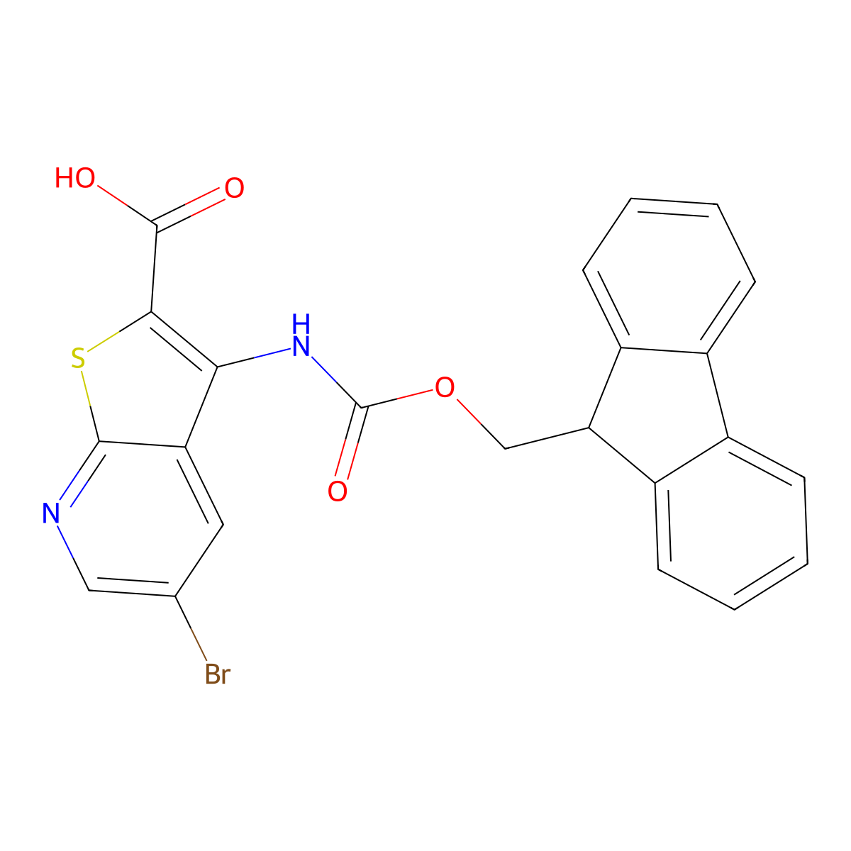 5-bromo-3-({[(9H-fluoren-9-yl)methoxy]carbonyl}amino)thieno[2,3-b]pyridine-2-carboxylic acid molecular structure, CAS 2913404-69-8