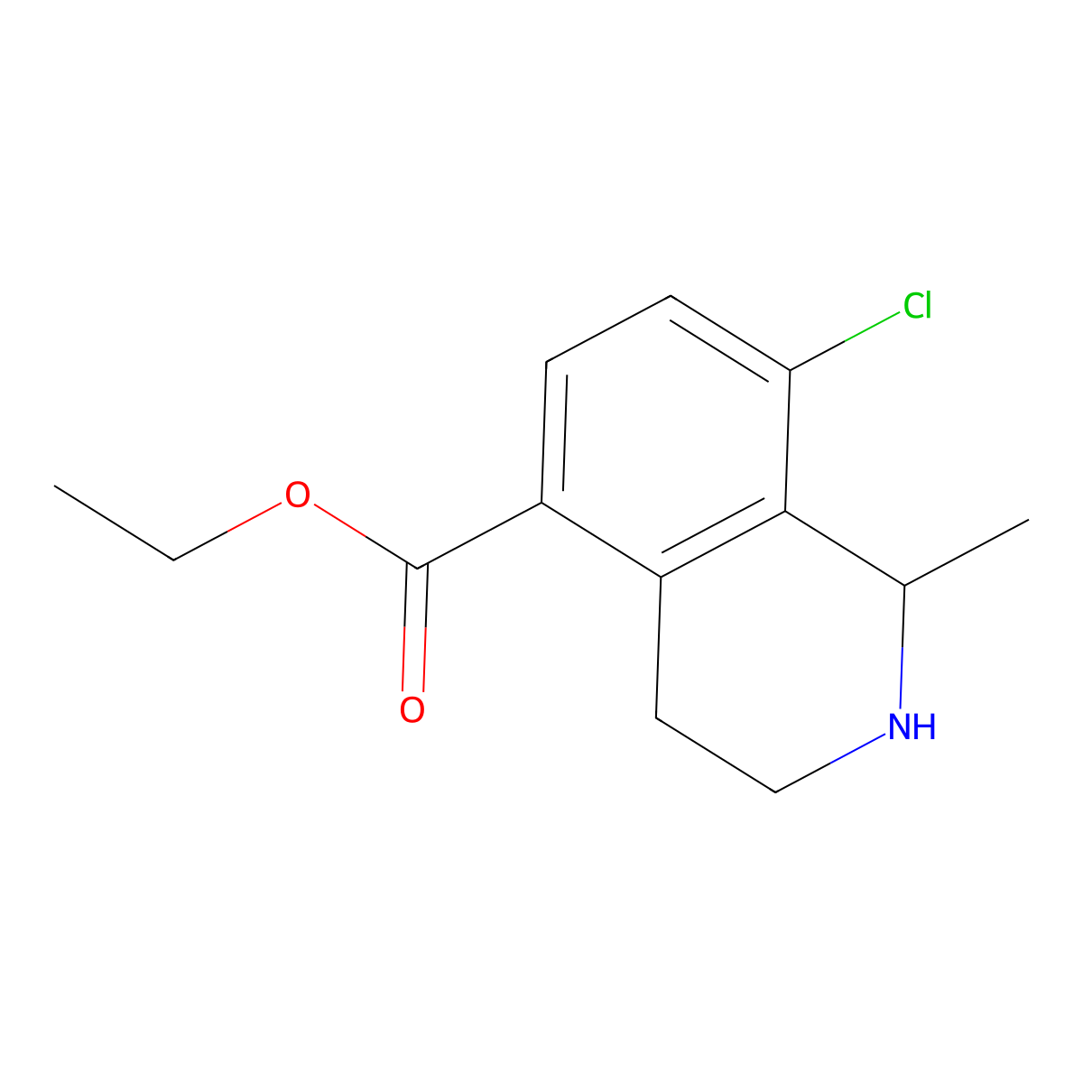 Ethyl 8-chloro-1-methyl-1,2,3,4-tetrahydroisoquinoline-5-carboxylate molecular structure, CAS 2913404-82-5