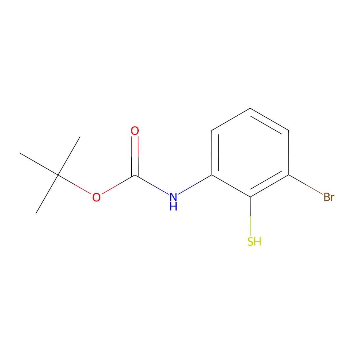 tert-butyl N-(3-bromo-2-sulfanylphenyl)carbamate molecular structure, CAS 2913404-92-7