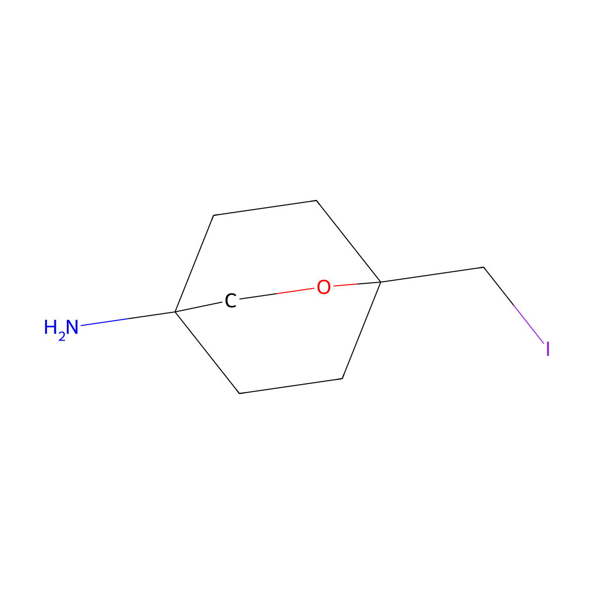 1-(Iodomethyl)-2-oxabicyclo[2.2.2]octan-4-amine molecular structure, CAS 2913404-96-1