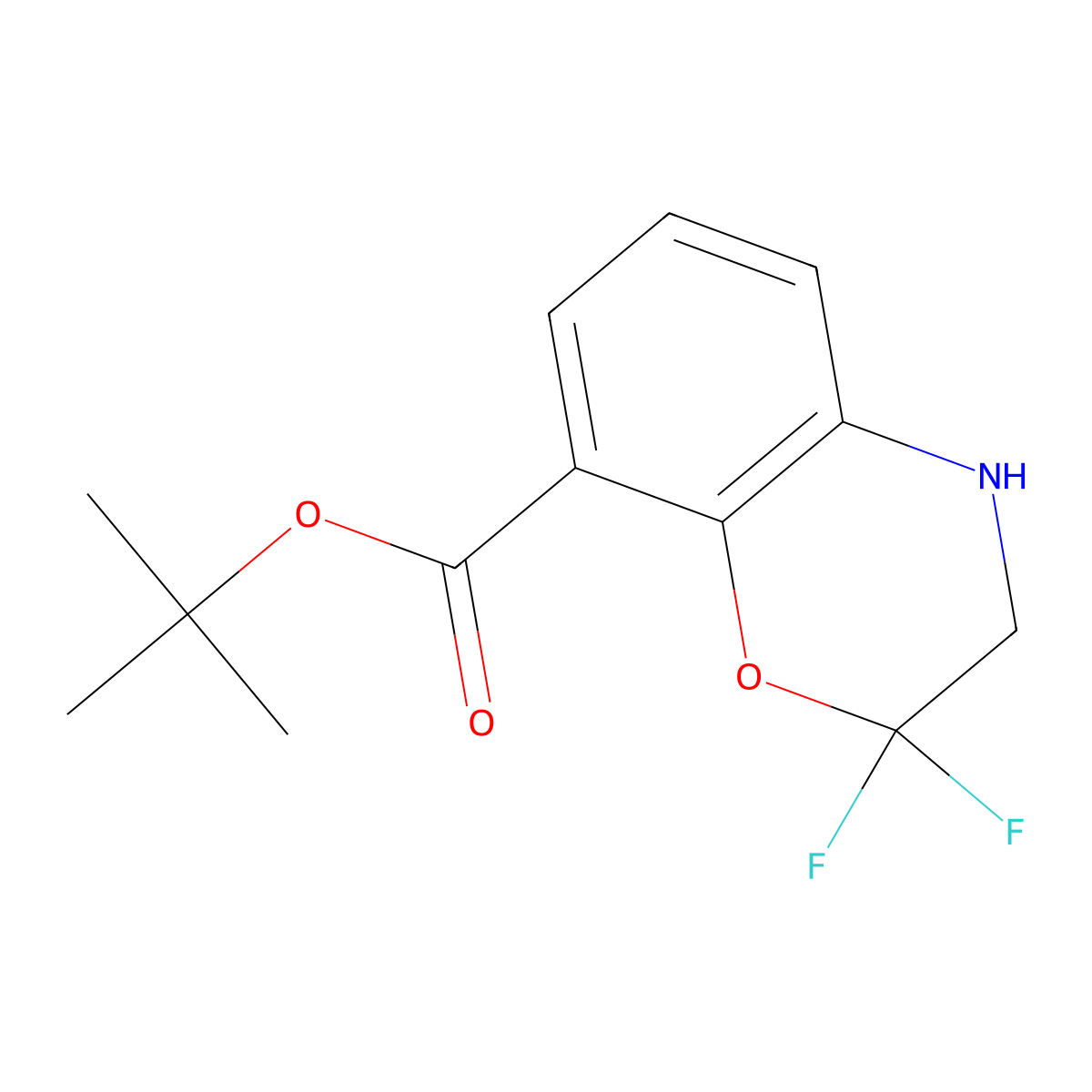 tert-butyl 2,2-difluoro-3,4-dihydro-2H-1,4-benzoxazine-8-carboxylate molecular structure, CAS 2913405-05-5