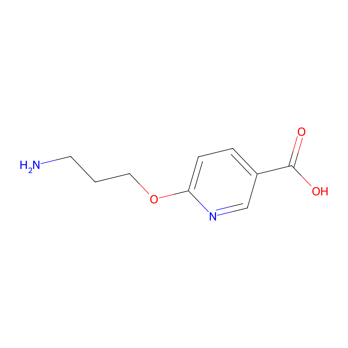 6-(3-Aminopropoxy)pyridine-3-carboxylic acid molecular structure, CAS 2913405-12-4