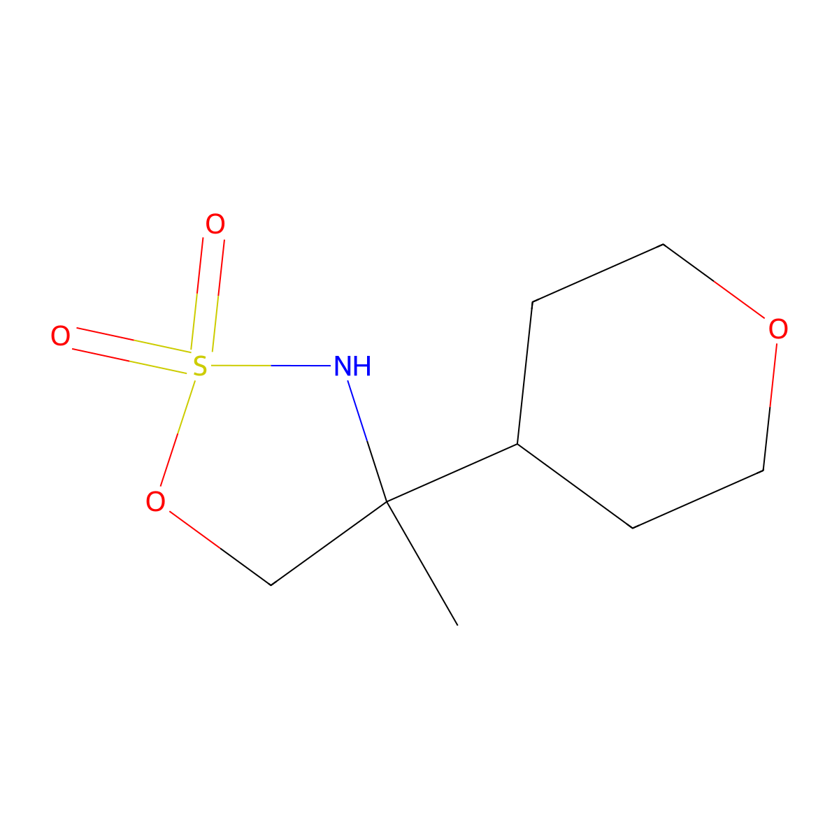 4-Methyl-4-(oxan-4-yl)-1,2lambda6,3-oxathiazolidine-2,2-dione molecular structure, CAS 2913405-15-7