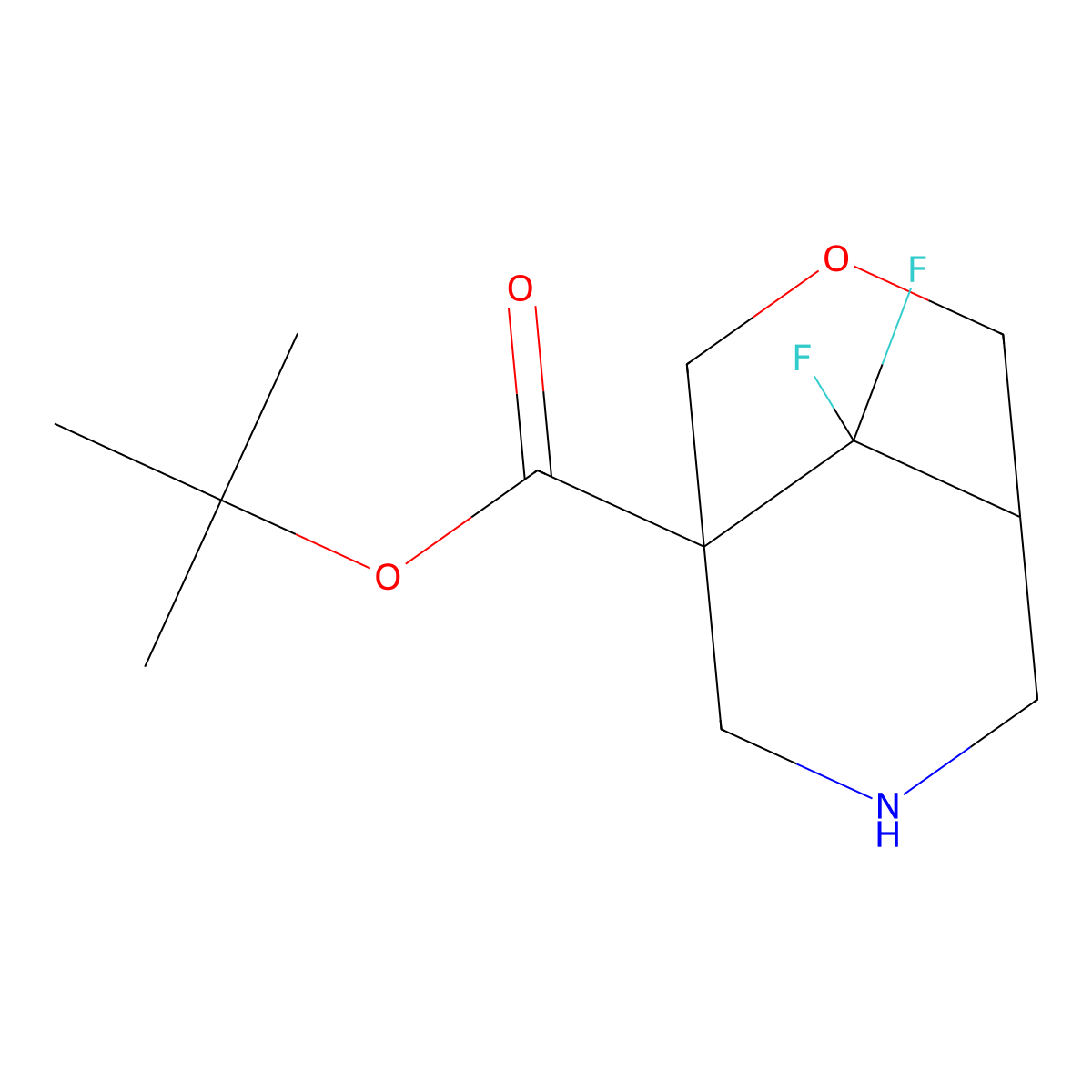 Tert-butyl 9,9-difluoro-3-oxa-7-azabicyclo[3.3.1]nonane-1-carboxylate molecular structure, CAS 2913405-37-3