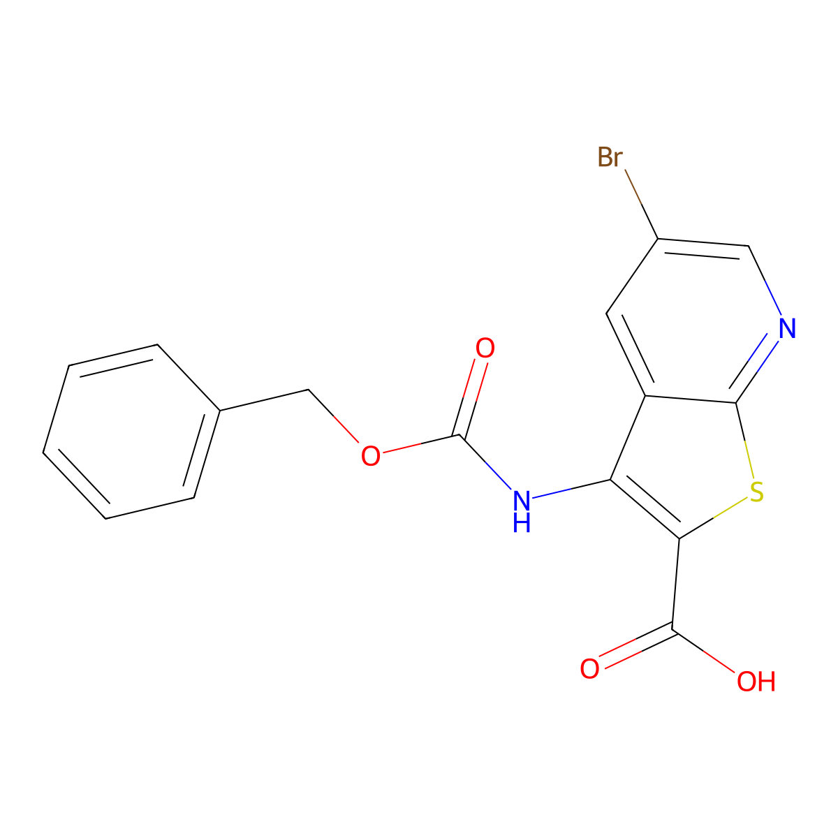 3-{[(Benzyloxy)carbonyl]amino}-5-bromothieno[2,3-b]pyridine-2-carboxylic acid molecular structure, CAS 2913405-41-9