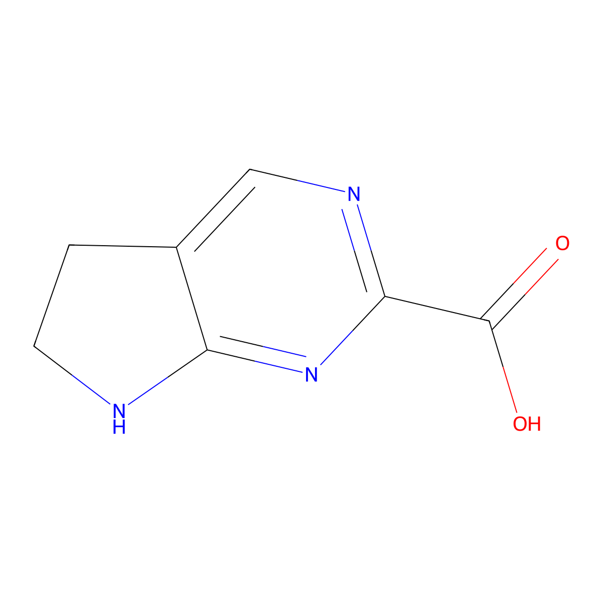 5H,6H,7H-pyrrolo[2,3-d]pyrimidine-2-carboxylic acid molecular structure, CAS 2913405-60-2