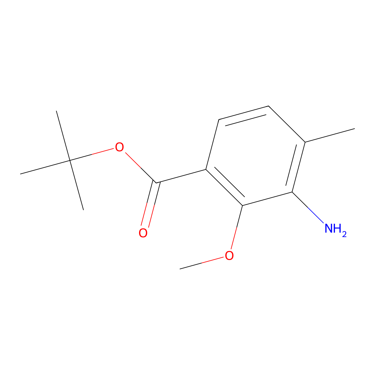 Tert-butyl 3-amino-2-methoxy-4-methylbenzoate molecular structure, CAS 2913405-70-4