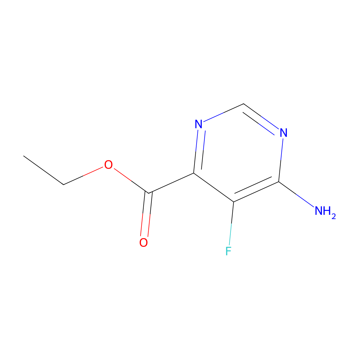 Ethyl 6-amino-5-fluoropyrimidine-4-carboxylate molecular structure, CAS 2913405-79-3