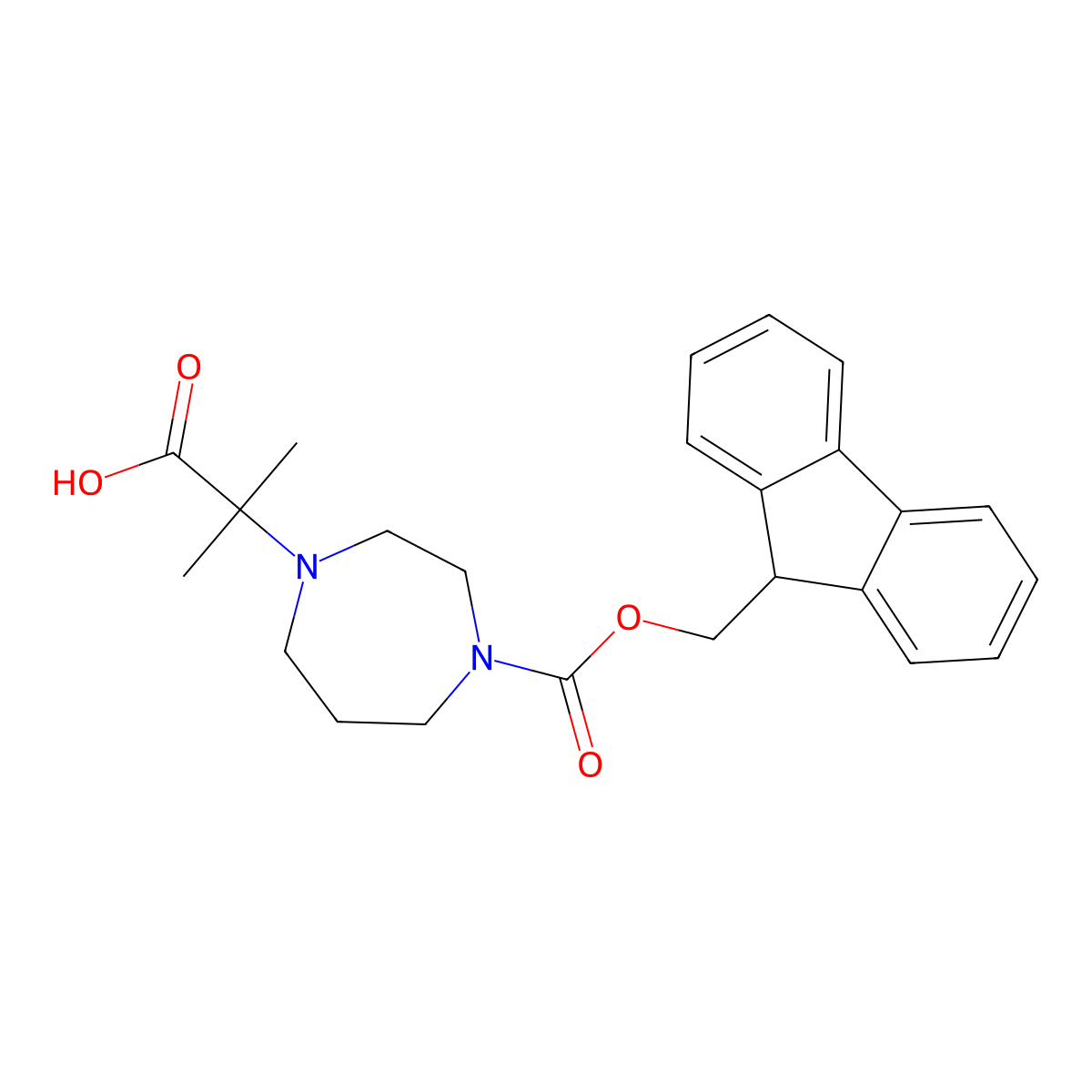 2-(4-{[(9H-fluoren-9-yl)methoxy]carbonyl}-1,4-diazepan-1-yl)-2-methylpropanoic acid molecular structure, CAS 2913405-89-5