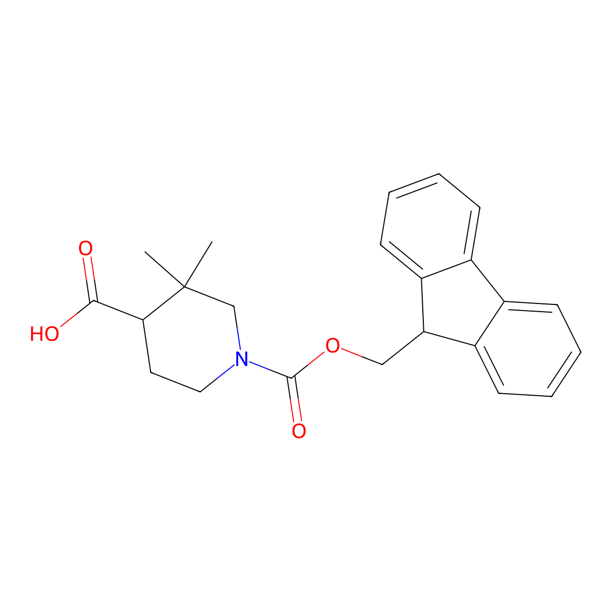 3,3-Dimethyl-piperidine-1,4-dicarboxylic acid 1-(9H-fluoren-9-ylmethyl) ester molecular structure, CAS 2913405-94-2