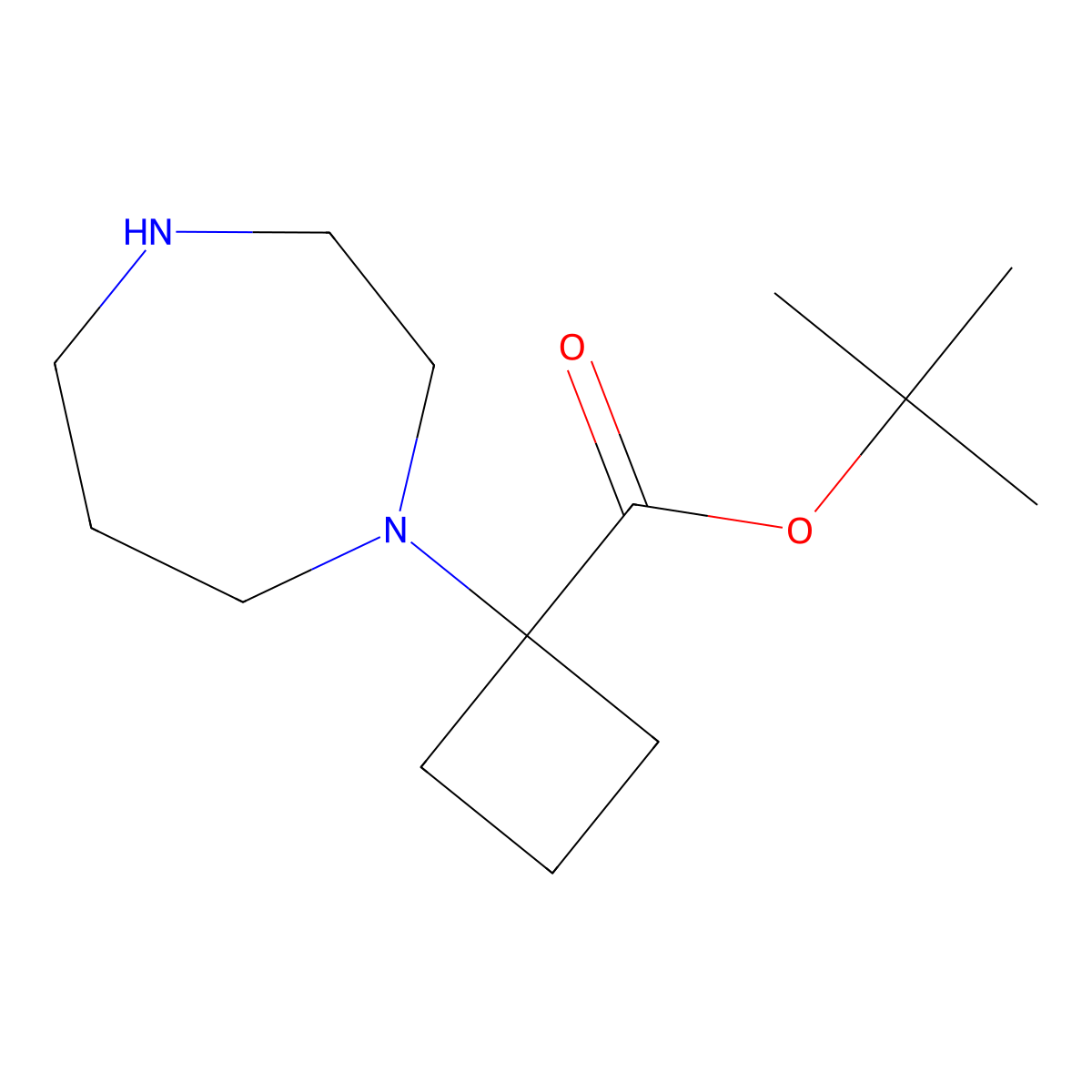 Tert-butyl 1-(1,4-diazepan-1-yl)cyclobutane-1-carboxylate molecular structure, CAS 2913405-97-5