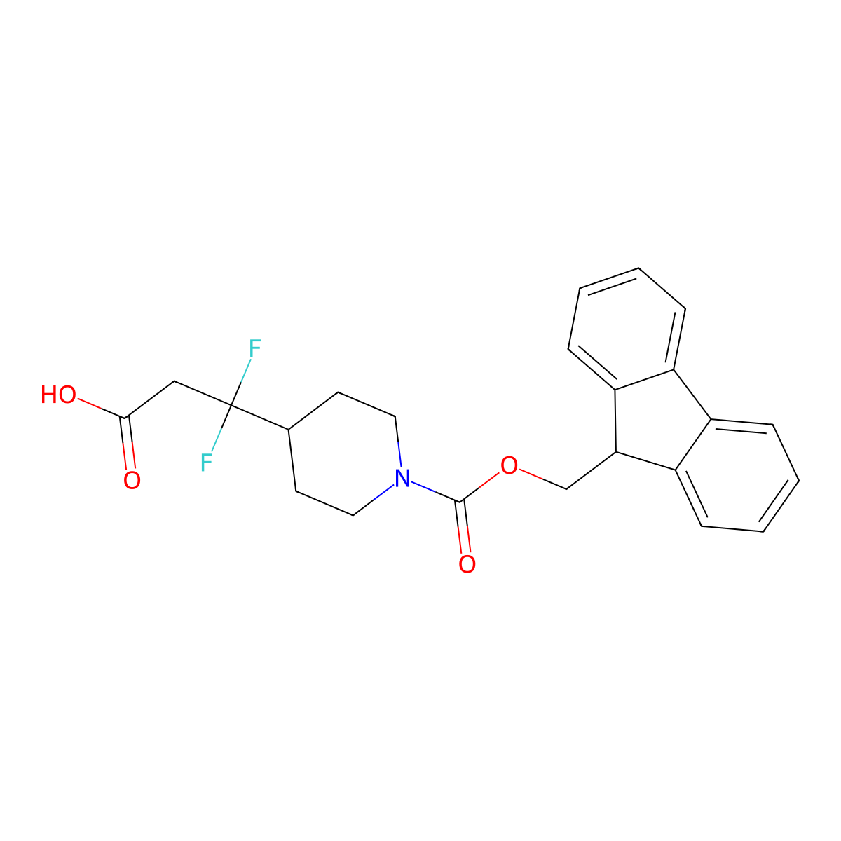 3-(1-{[(9H-fluoren-9-yl)methoxy]carbonyl}piperidin-4-yl)-3,3-difluoropropanoic acid molecular structure, CAS 2913406-09-2