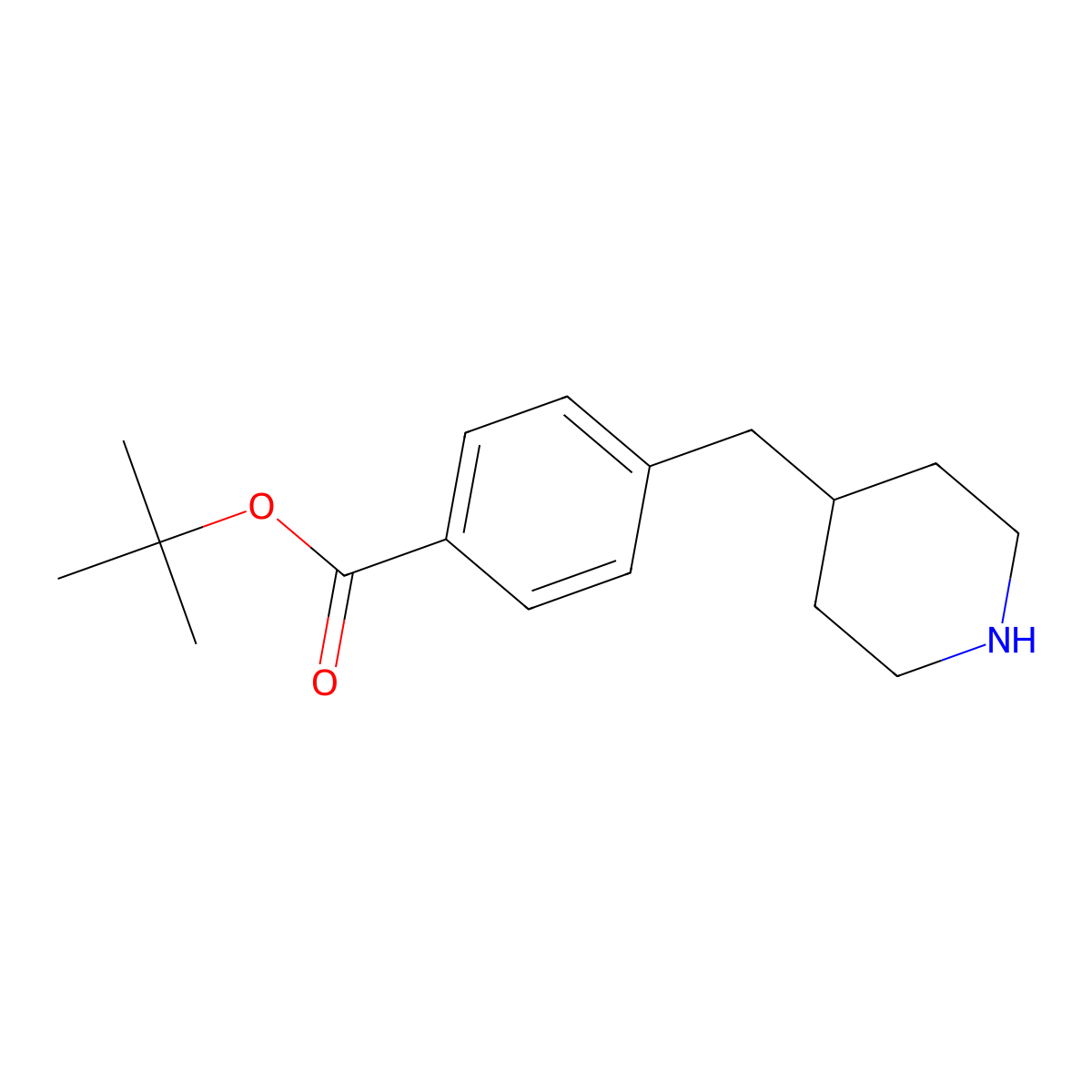 Tert-butyl 4-[(piperidin-4-yl)methyl]benzoate molecular structure, CAS 2913406-31-0
