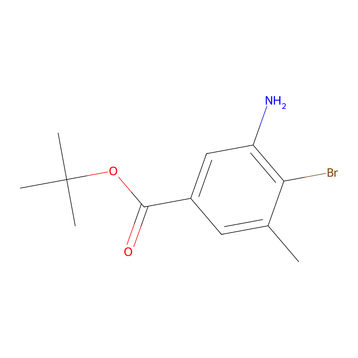 Tert-butyl 3-amino-4-bromo-5-methylbenzoate molecular structure, CAS 2913406-35-4