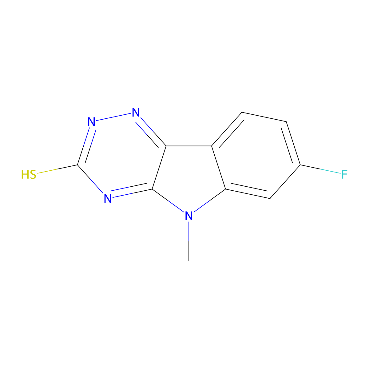 7-fluoro-5-methyl-5H-[1,2,4]triazino[5,6-b]indole-3-thiol molecular structure, CAS 2913406-37-6