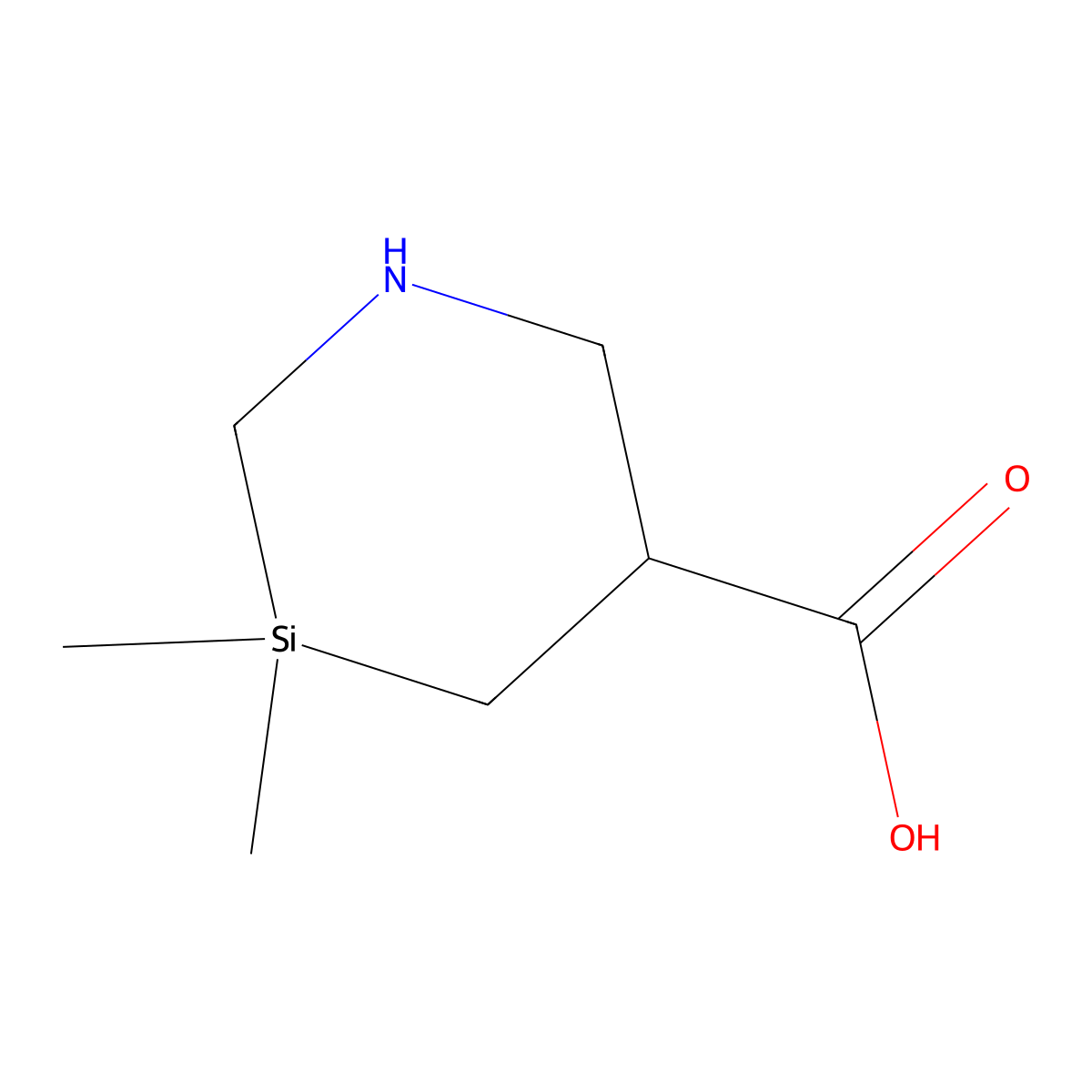 3,3-Dimethyl-1,3-azasilinane-5-carboxylic acid molecular structure, CAS 2913406-48-9