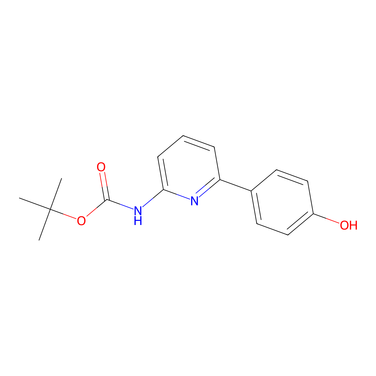 tert-butyl N-[6-(4-hydroxyphenyl)pyridin-2-yl]carbamate molecular structure, CAS 2913406-53-6