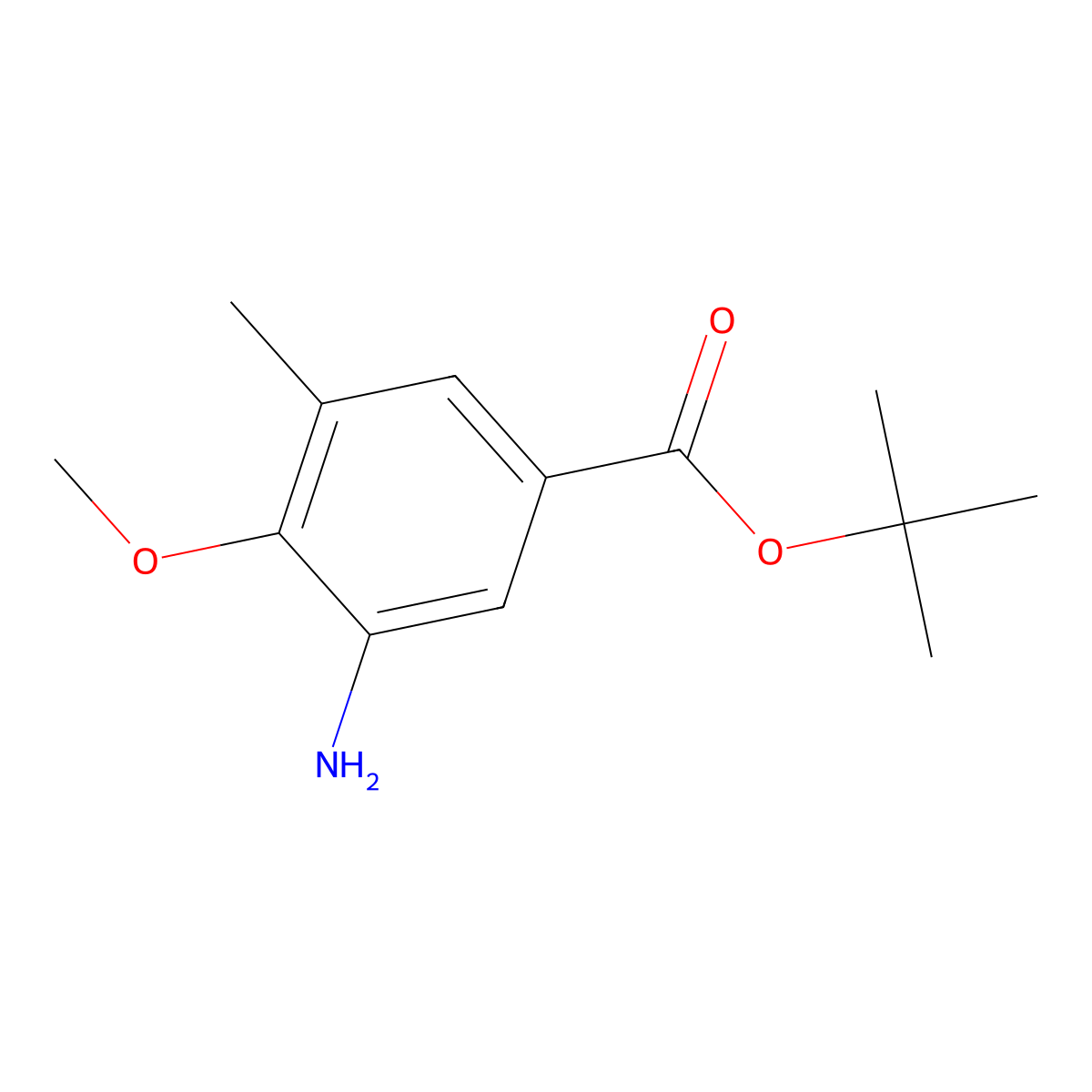 Tert-butyl 3-amino-4-methoxy-5-methylbenzoate molecular structure, CAS 2913406-71-8