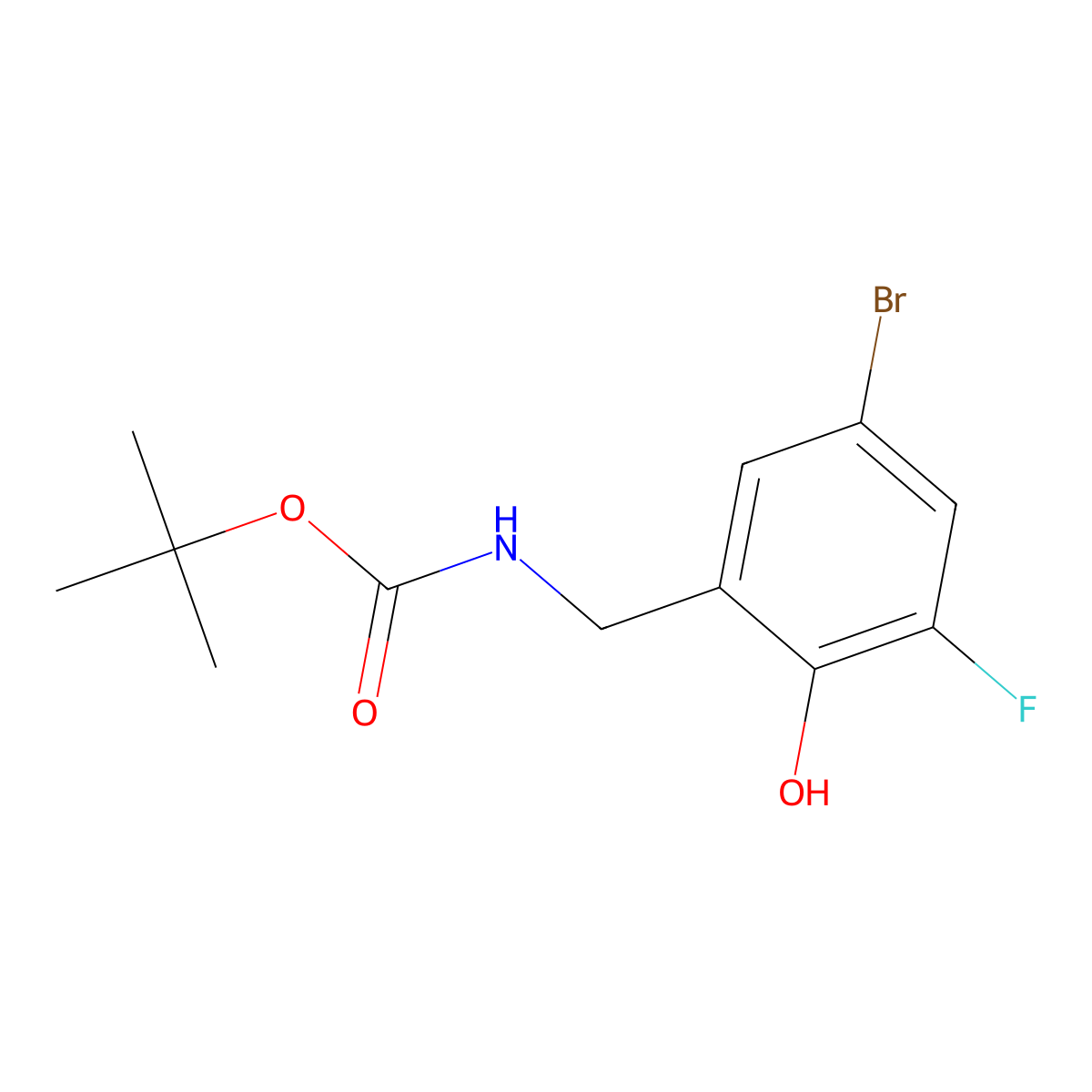 tert-butyl N-[(5-bromo-3-fluoro-2-hydroxyphenyl)methyl]carbamate molecular structure, CAS 2913406-72-9