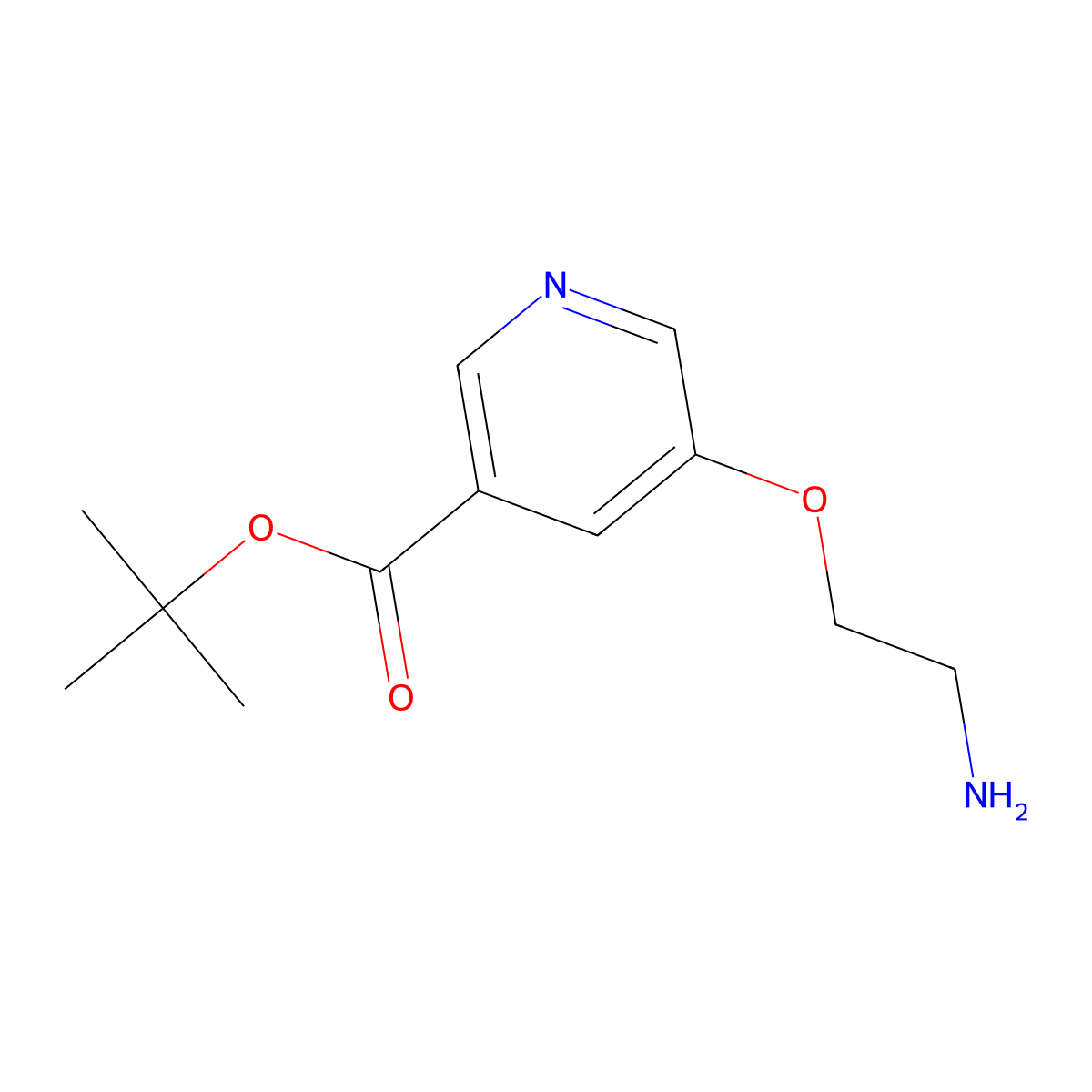 Tert-butyl 5-(2-aminoethoxy)pyridine-3-carboxylate molecular structure, CAS 2913406-75-2
