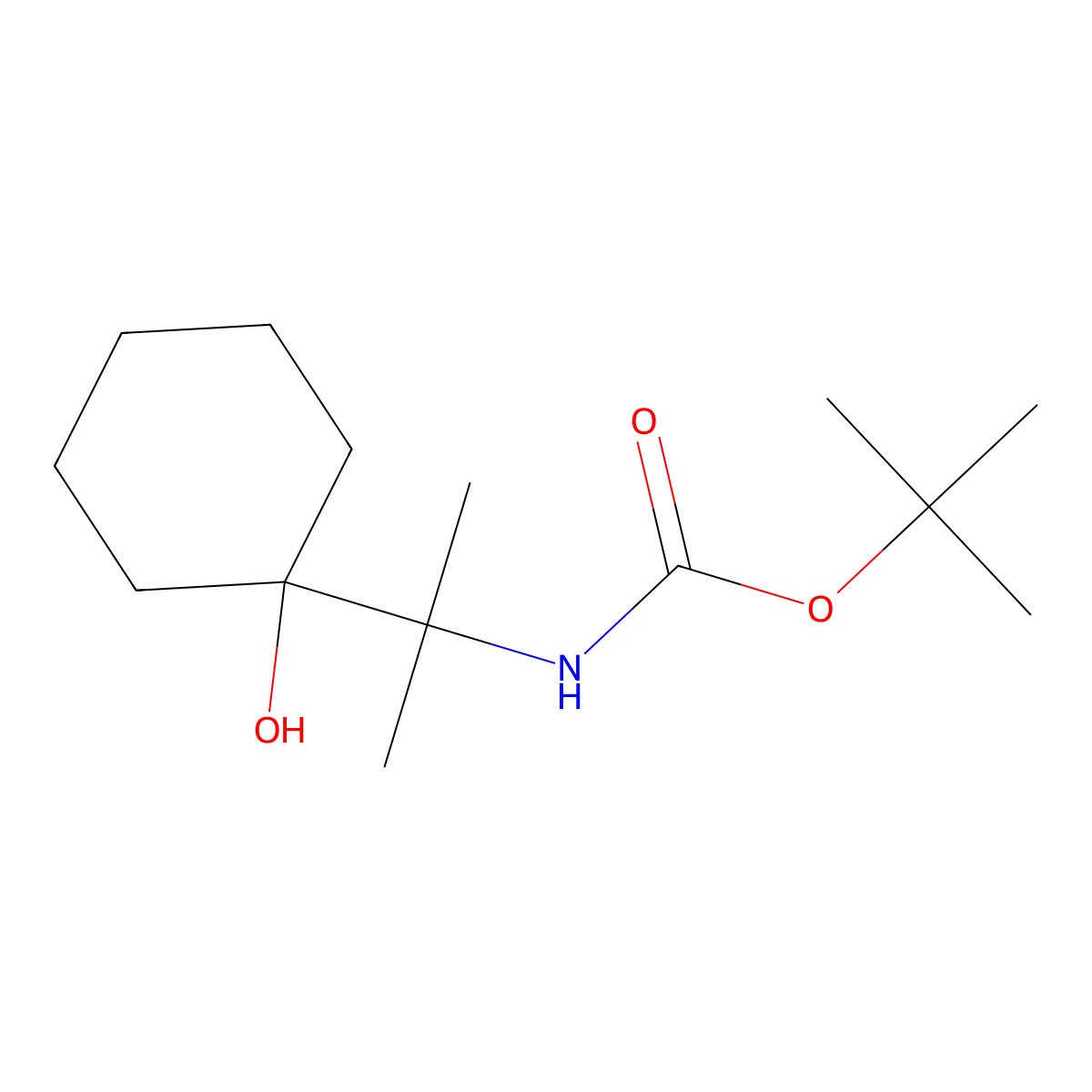 tert-butyl N-[2-(1-hydroxycyclohexyl)propan-2-yl]carbamate molecular structure, CAS 2913406-90-1