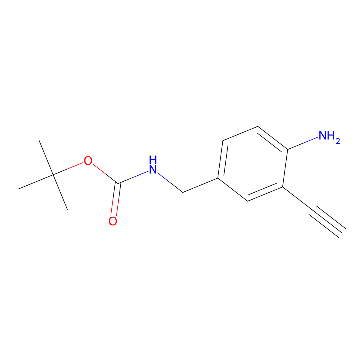 tert-butyl N-[(4-amino-3-ethynylphenyl)methyl]carbamate molecular structure, CAS 2913406-92-3