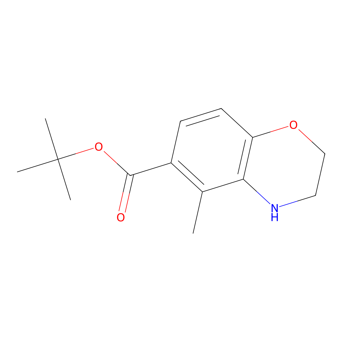 tert-butyl 5-methyl-3,4-dihydro-2H-1,4-benzoxazine-6-carboxylate molecular structure, CAS 2913407-08-4