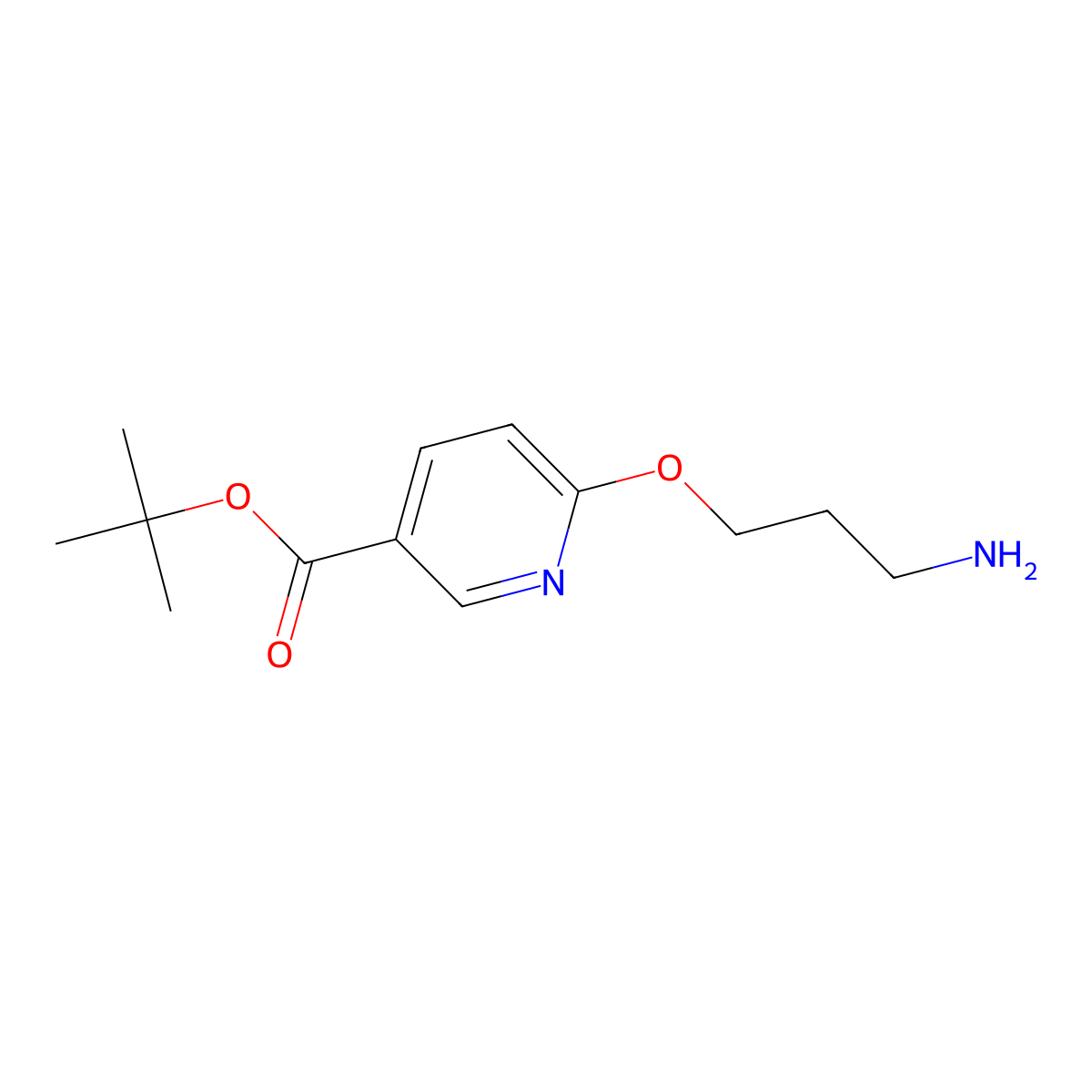 Tert-butyl 6-(3-aminopropoxy)pyridine-3-carboxylate molecular structure, CAS 2913407-18-6