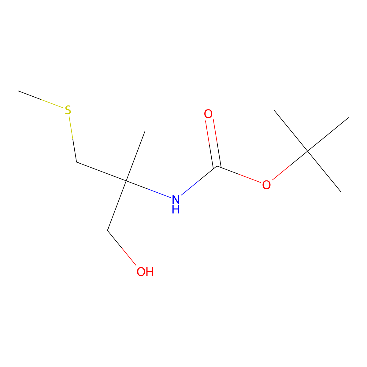 tert-butyl N-[1-hydroxy-2-methyl-3-(methylsulfanyl)propan-2-yl]carbamate molecular structure, CAS 2913407-26-6