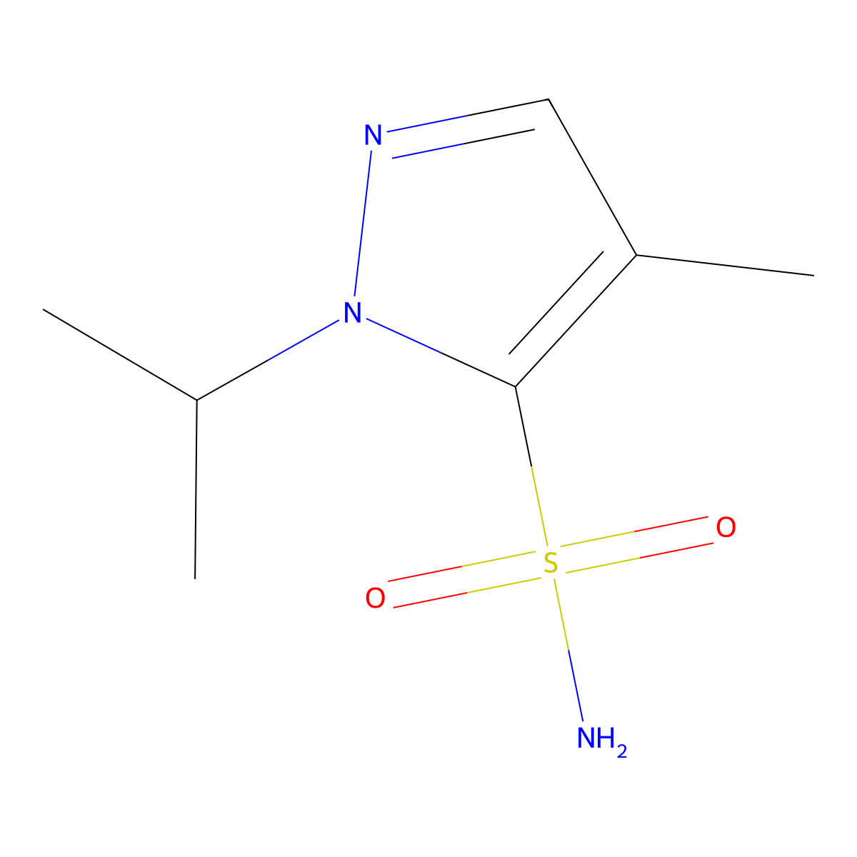 4-methyl-1-(propan-2-yl)-1H-pyrazole-5-sulfonamide molecular structure, CAS 2913407-39-1