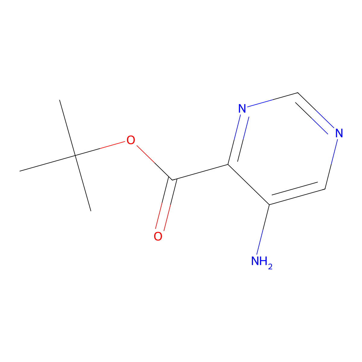 Tert-butyl 5-aminopyrimidine-4-carboxylate molecular structure, CAS 2913407-49-3