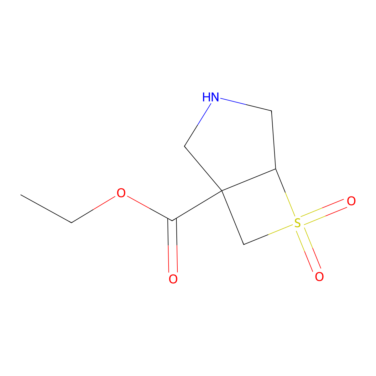 Ethyl 6,6-dioxo-6lambda6-thia-3-azabicyclo[3.2.0]heptane-1-carboxylate molecular structure, CAS 2913407-50-6