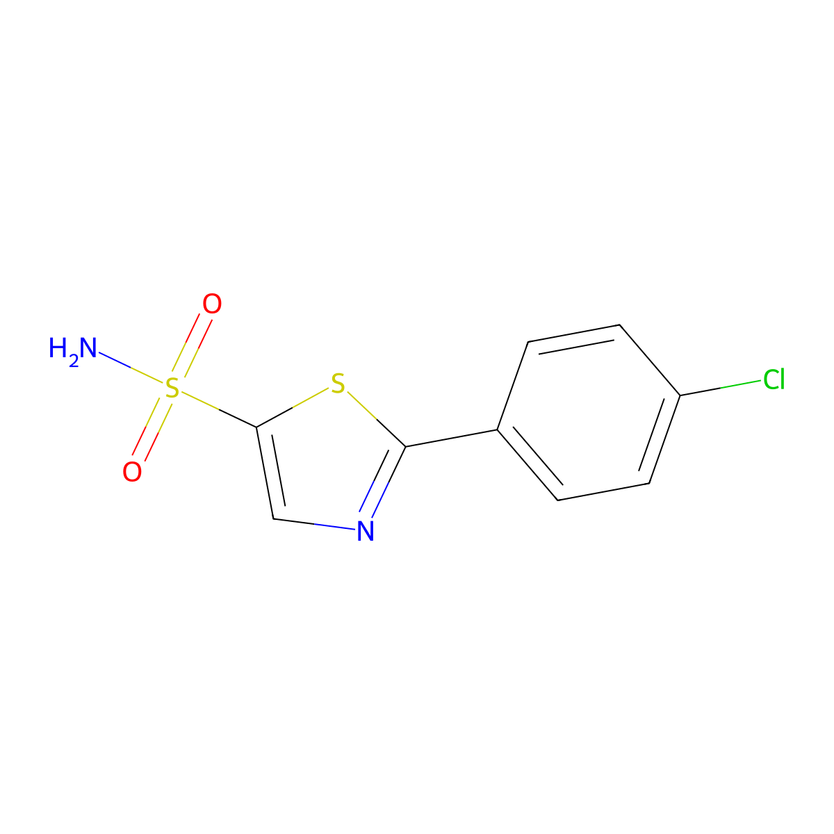 2-(4-Chlorophenyl)-1,3-thiazole-5-sulfonamide molecular structure, CAS 2913407-52-8