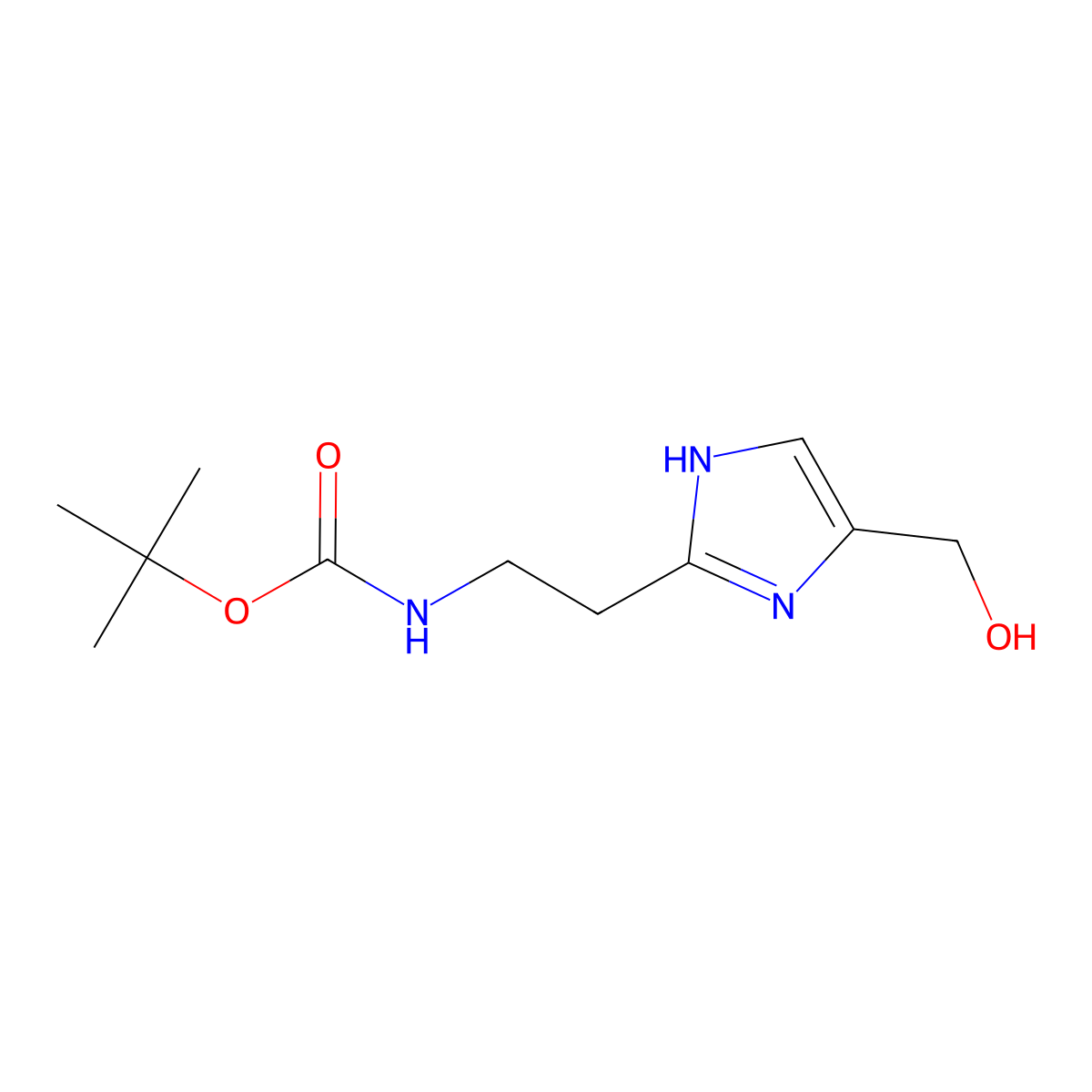 tert-butyl N-{2-[4-(hydroxymethyl)-1H-imidazol-2-yl]ethyl}carbamate molecular structure, CAS 2913407-55-1