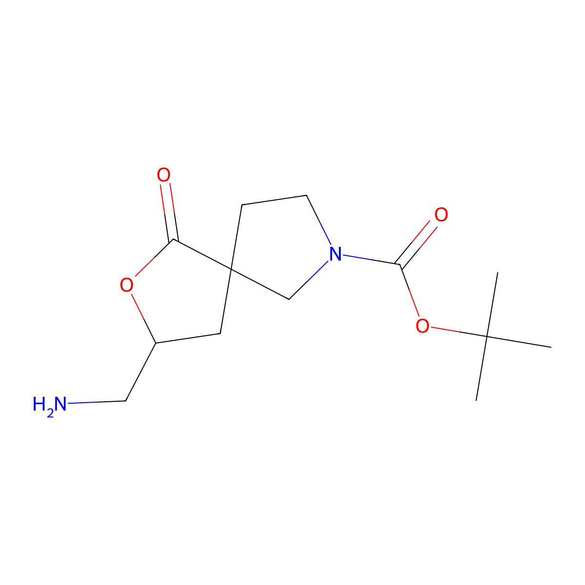 Tert-butyl 3-(aminomethyl)-1-oxo-2-oxa-7-azaspiro[4.4]nonane-7-carboxylate molecular structure, CAS 2913407-73-3