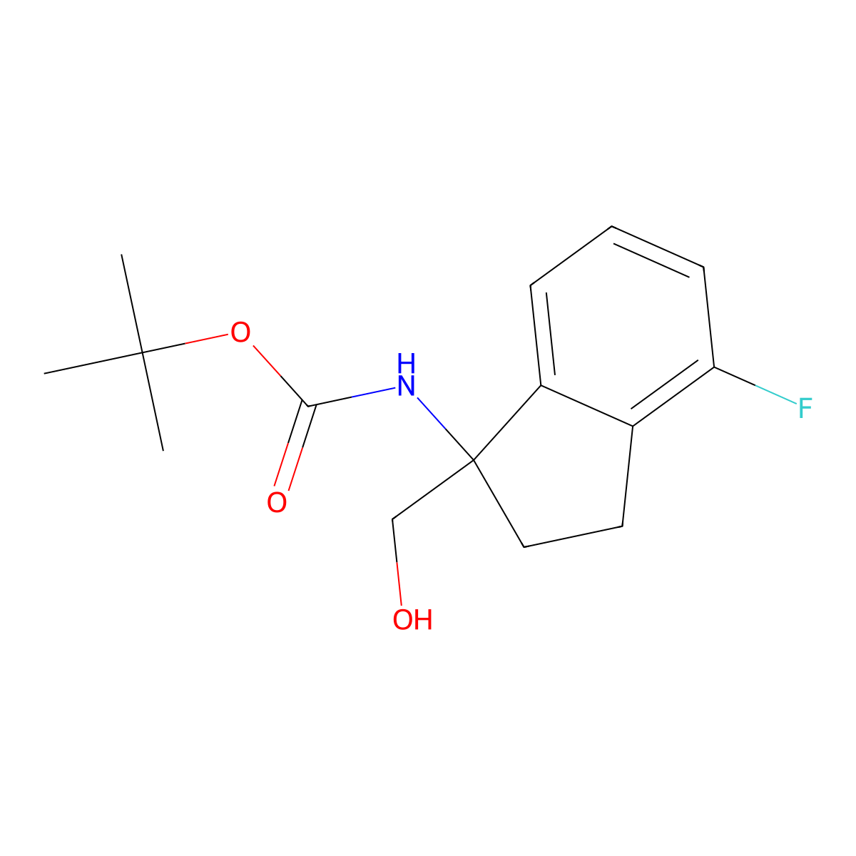tert-butyl N-[4-fluoro-1-(hydroxymethyl)-2,3-dihydro-1H-inden-1-yl]carbamate molecular structure, CAS 2913407-84-6