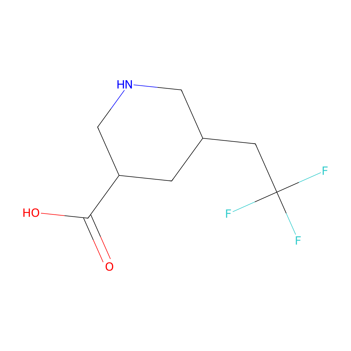 5-(2,2,2-Trifluoroethyl)piperidine-3-carboxylic acid molecular structure, CAS 2913407-87-9