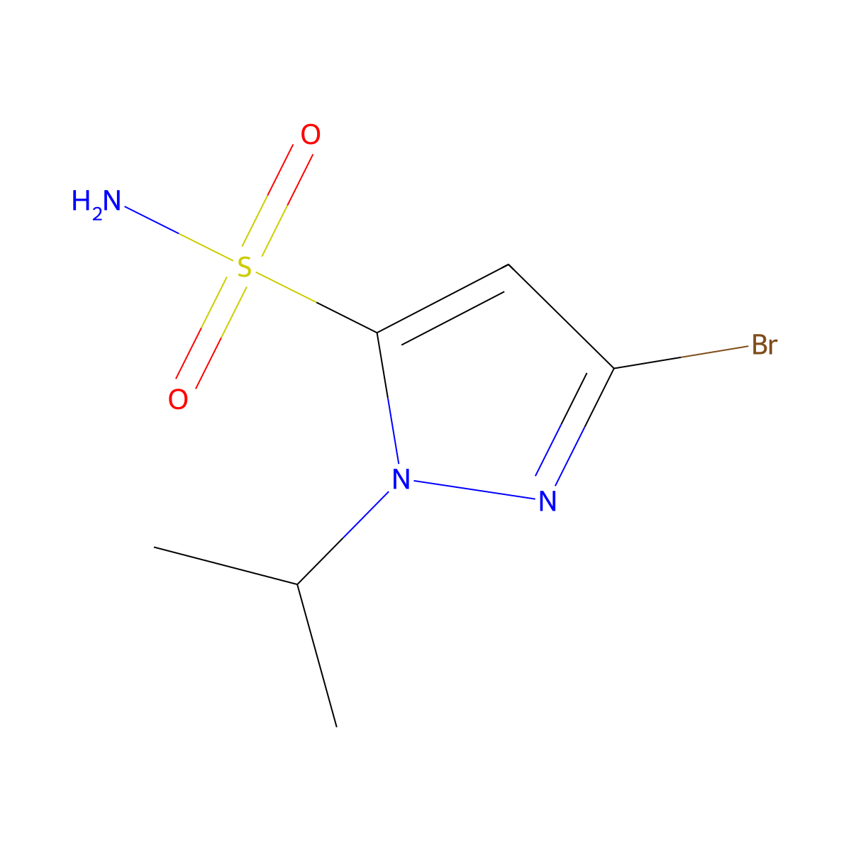 3-bromo-1-(propan-2-yl)-1H-pyrazole-5-sulfonamide molecular structure, CAS 2913407-98-2