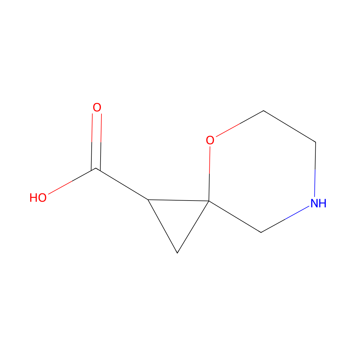 4-Oxa-7-azaspiro[2.5]octane-1-carboxylic acid molecular structure, CAS 2913408-13-4