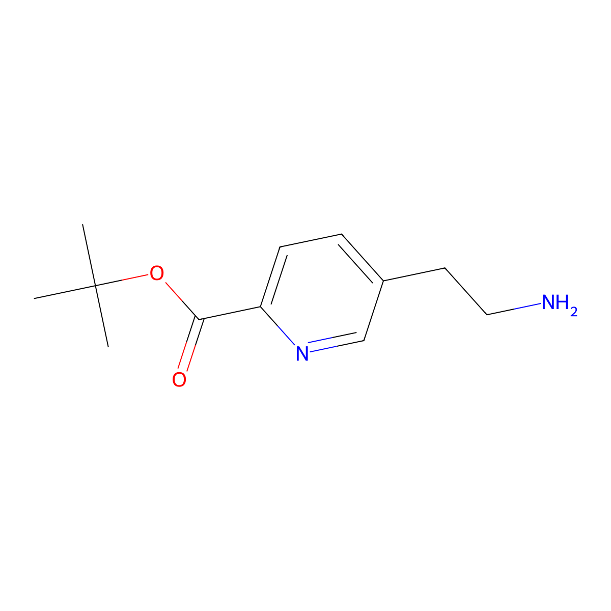 Tert-butyl 5-(2-aminoethyl)pyridine-2-carboxylate molecular structure, CAS 2913408-17-8