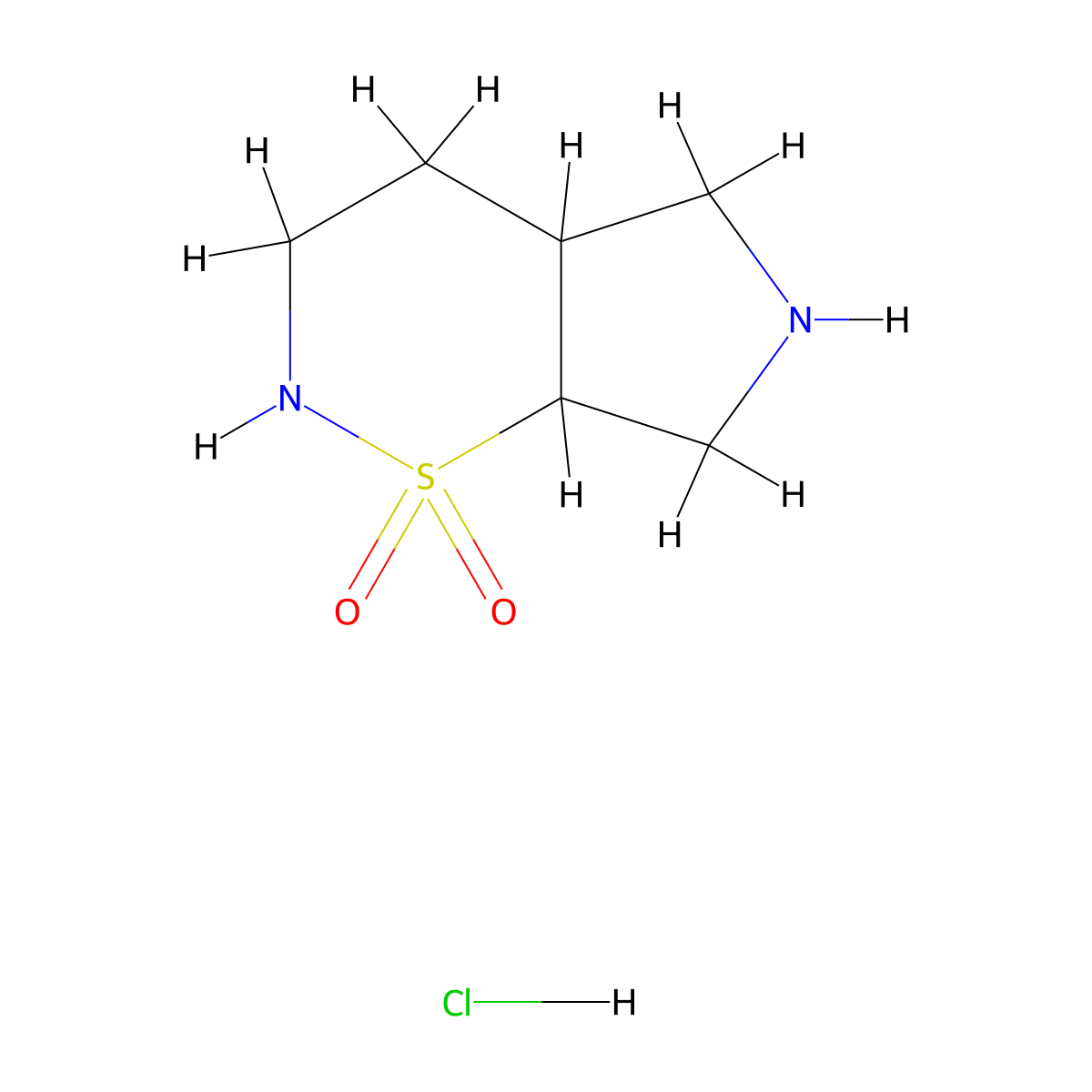 Octahydro-1lambda6-pyrrolo[3,4-e][1,2]thiazine-1,1-dione hydrochloride molecular structure, CAS 2913408-20-3