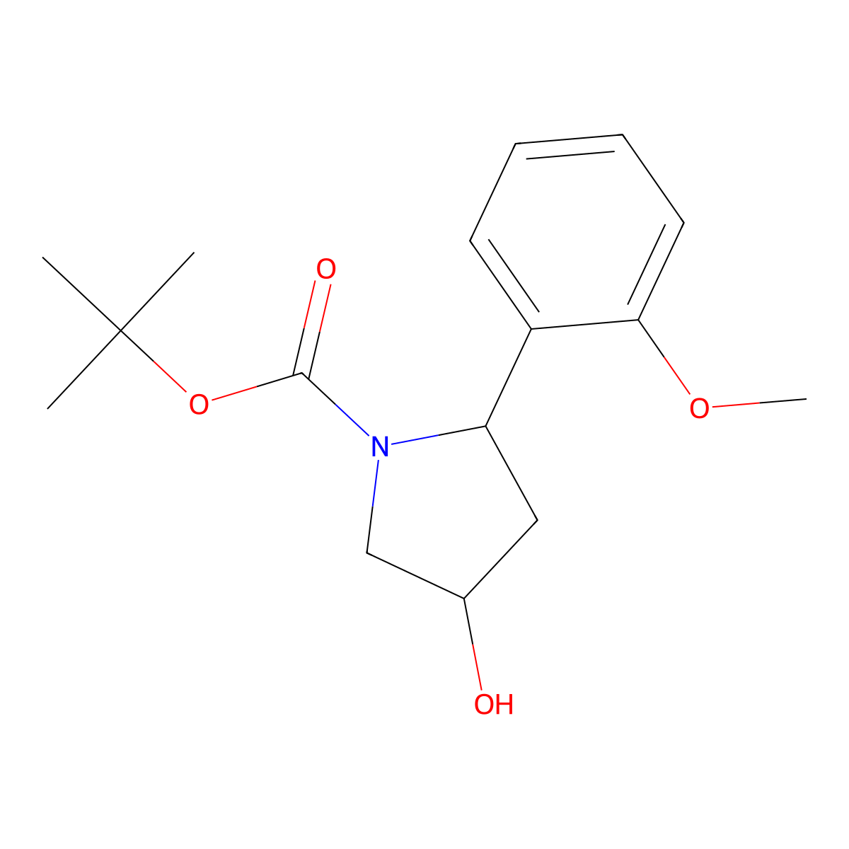 Tert-butyl 4-hydroxy-2-(2-methoxyphenyl)pyrrolidine-1-carboxylate molecular structure, CAS 2913408-33-8