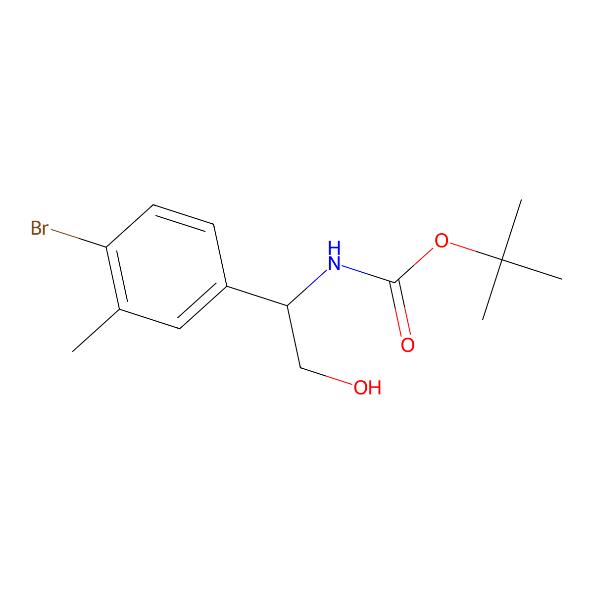 tert-butyl N-[1-(4-bromo-3-methylphenyl)-2-hydroxyethyl]carbamate molecular structure, CAS 2913408-41-8