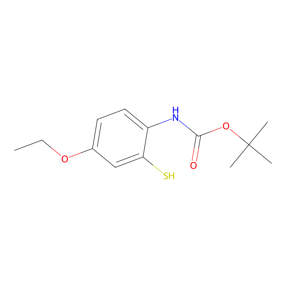 tert-butyl N-(4-ethoxy-2-sulfanylphenyl)carbamate molecular structure, CAS 2913408-49-6