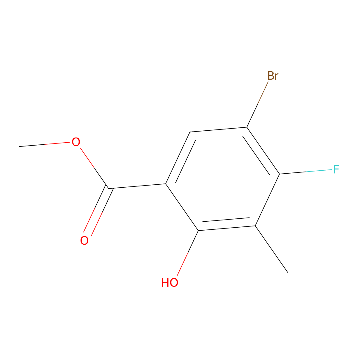 Methyl 5-bromo-4-fluoro-2-hydroxy-3-methylbenzoate molecular structure, CAS 2913408-61-2