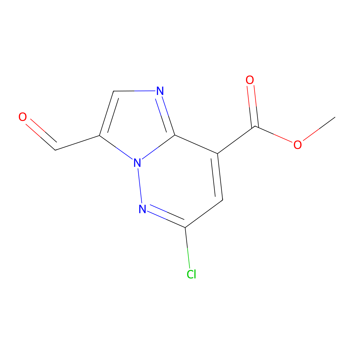 Methyl 6-chloro-3-formylimidazo[1,2-b]pyridazine-8-carboxylate molecular structure, CAS 2913408-70-3